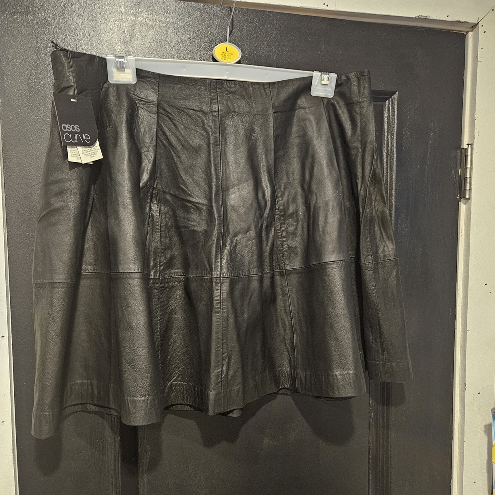 ASOS Curve Black Leather Skirt - Size 16